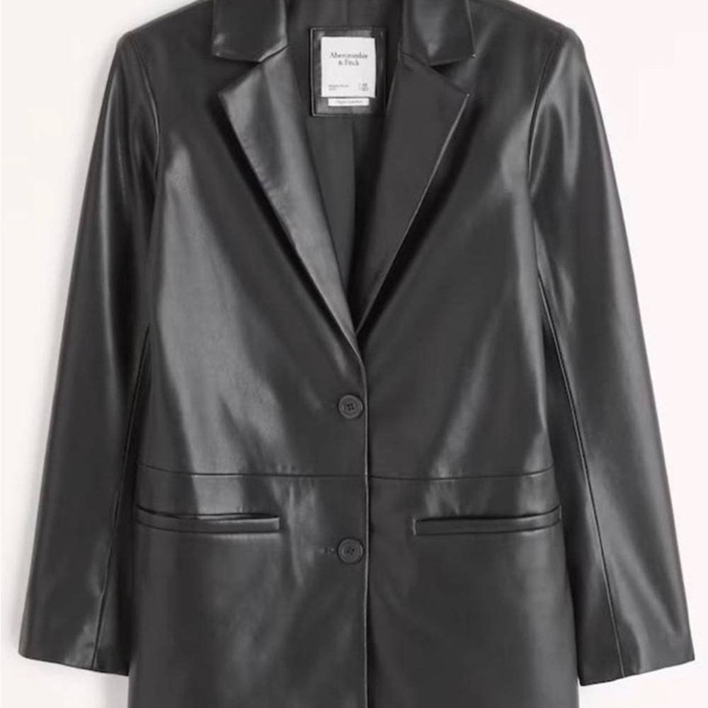 Abercrombie & Fitch Vegan Leather Black Blazer Jacket